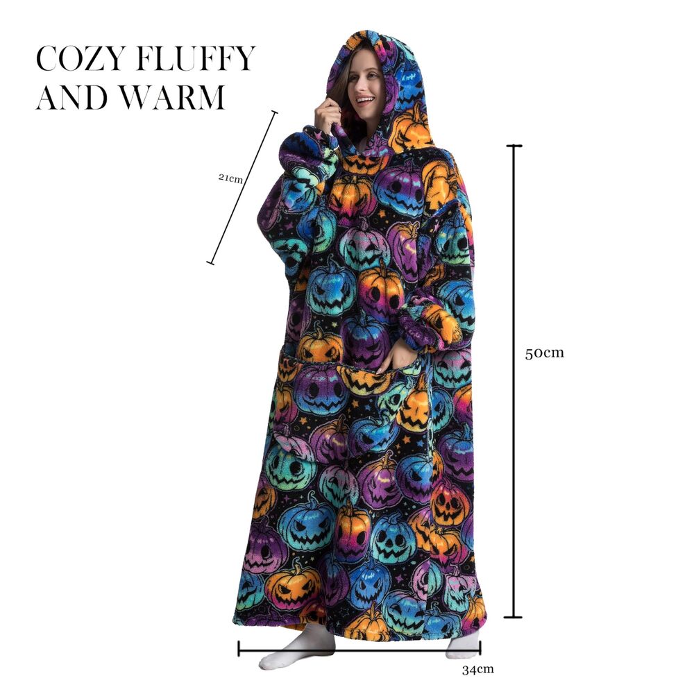7333 Extra Long Blanket Hoodie Oversized Hoodie Blanket Long Wearable - Picture 3 of 6